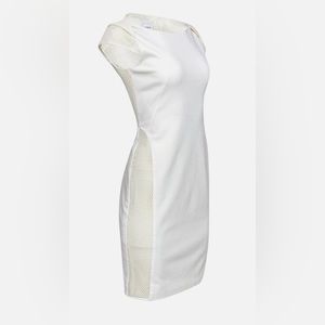 Akris Punto Ivory/Cream bodycon dress with mesh details - Size 8
